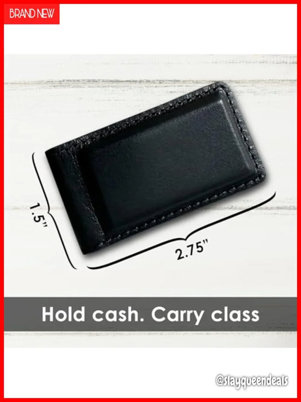 Handmade in USA Full Grain Leather Slim Wallet with Magnetic Money Clip